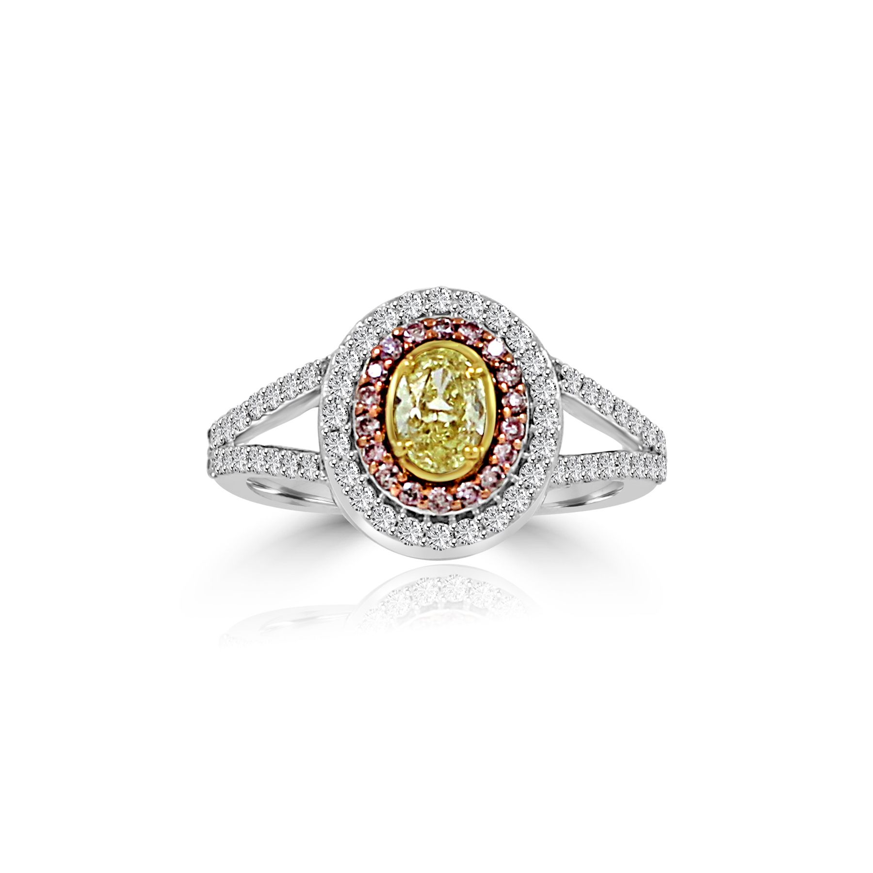 Color Diamond Pink Diamond and Yellow Diamond Ring