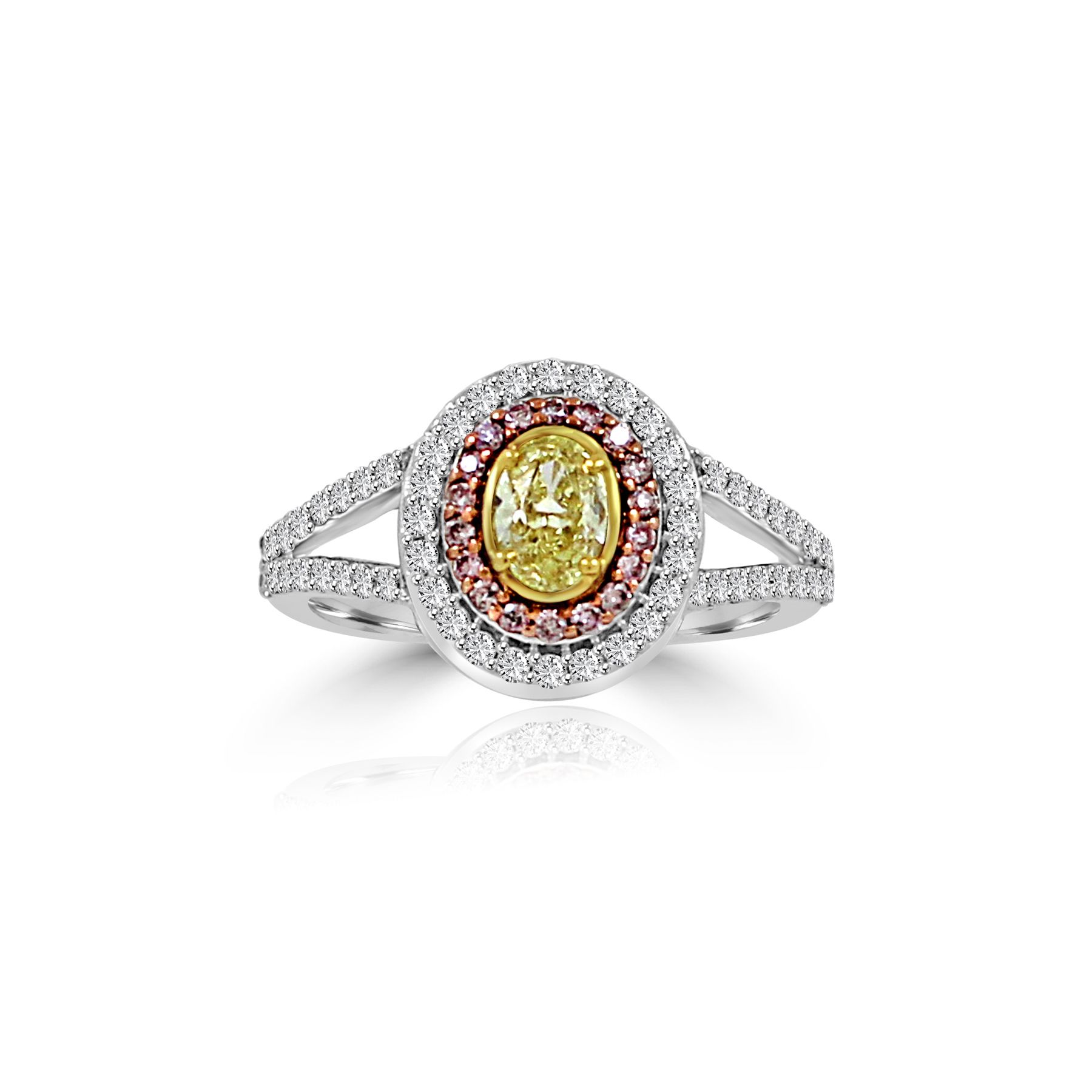 Color Diamond Pink Diamond and Yellow Diamond Ring